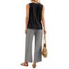 Ärmelloses Tanktop und karierte Weitbein-Hosen-Set für Damen Leichtes zweiteiliges Outfit Geeignet für Reisen, Urlaub und Freizeit zu Hause