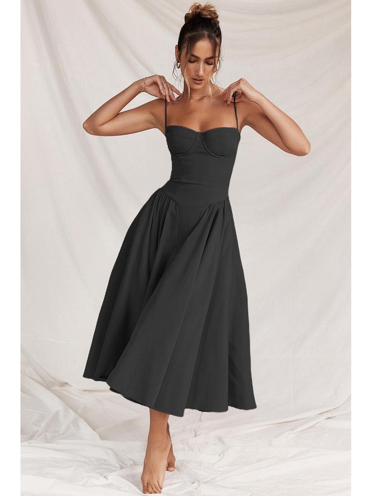 2024 French Retro Long Slip Dress - Court Style Dopamine Outfit