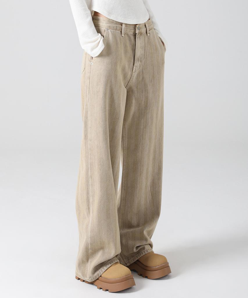 AVANDRESS Herringbone Wide Pants Beige