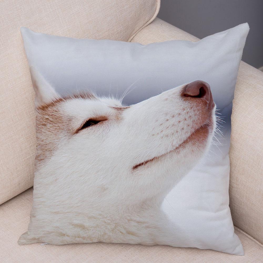 Pet Animal Sofa Cushion Cover Cute Siberian Husky Pillowcase Decorative Dog Print