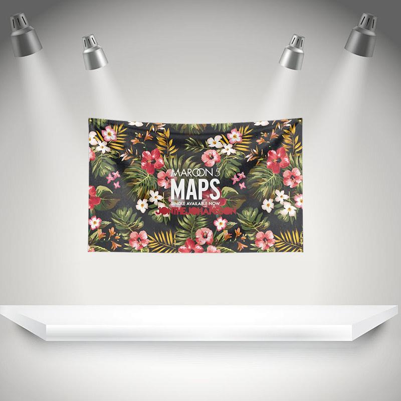 M-Maroons 5 Flag Rock Music Band Banner HD Printing Tapestry Exhibition, Music Band Fans, Garage Decor
