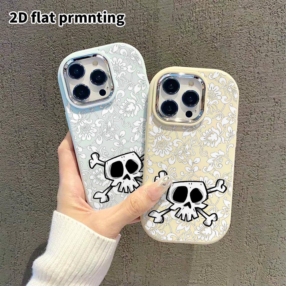 Phone Case: 2D Flat Design Suitable for iPhone 18, 17, 16, 15, 14, 13 Pro Protective Case, Couple Style, Skull Pirate Logo, Christmas and Halloween Gi