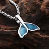 New Simple Blue Whale Fish Tail Pendant Necklace for Men Women Stainless Steel Long Chain Choker Necklace Fashion Jewelry Gifts