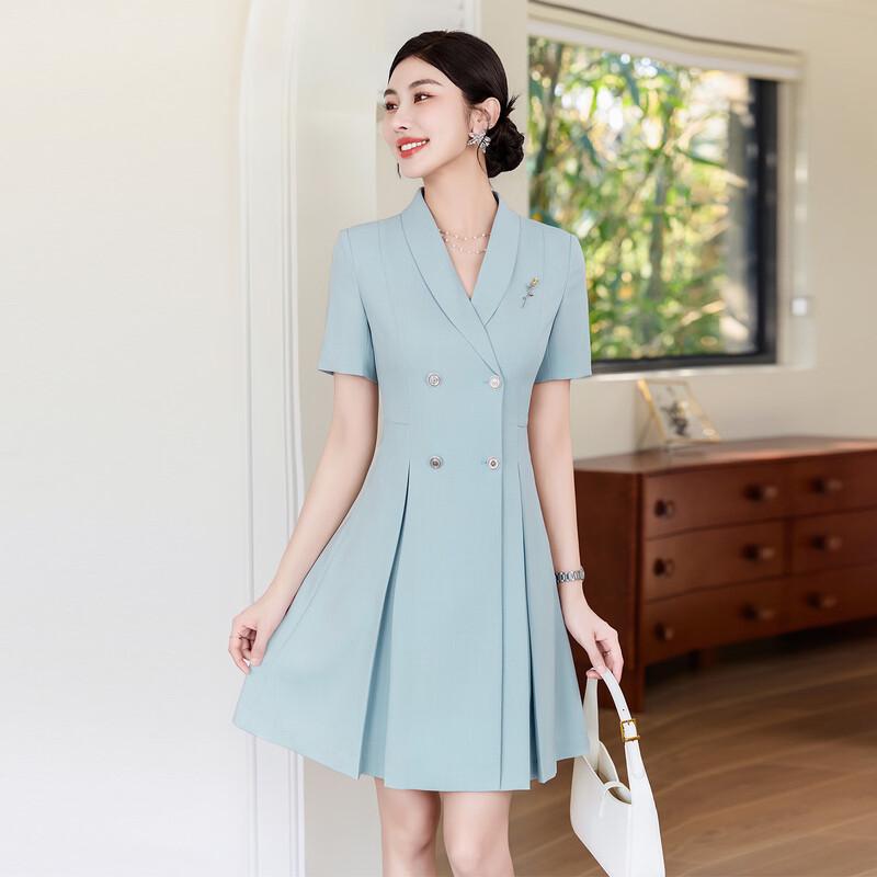 Women's Glacier Blue Professional A-Line Suit Dress