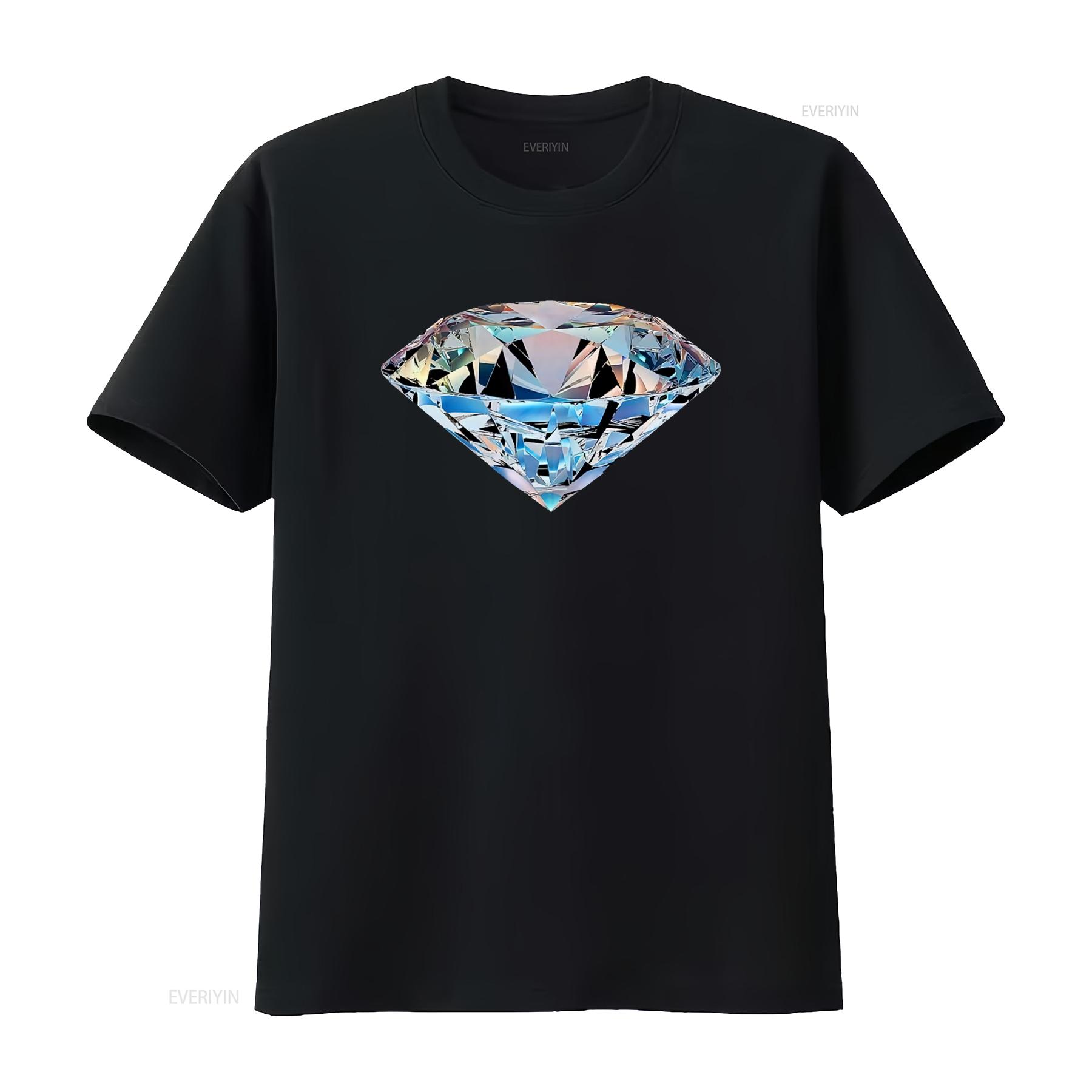 

Cool Diamond Shape Jewellery Sparkle Bling T Shirt vintage Washed Stretched Slightly Top For Everyday Wear Comfortable Stylish 4XL