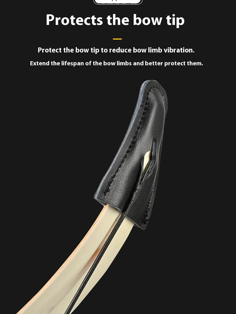 Leather Bow Tip Protector Bow Limbs Tip Cover Protective Bow Limb Guard Archery Bow Limb Tip Protector for Outdoor Hunting