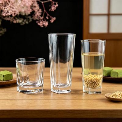 Water Bottle Drinking Glasses Thick Bottomed Glass Cup Classic Juice Milk Beverage Cups Transparent Whiskey Cocktail Glasses