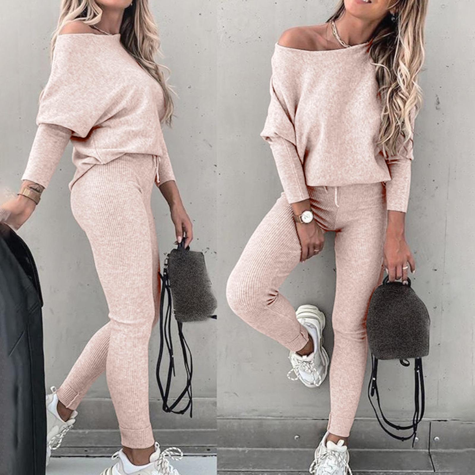 

Модный и повседневный спортивный костюм с одним плечом для женщин XL бежевый