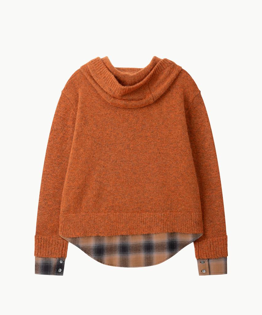 Leondi Blended Layer Hoodie Knit - Orange