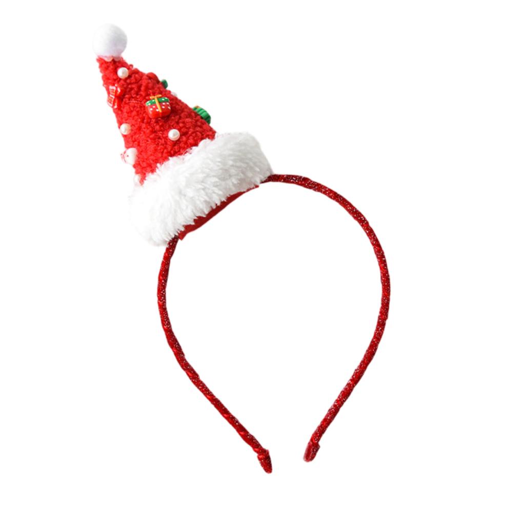 Festive Christmas Headband with Decorative Mini Santa Hat and Ornament Embellishments for Holiday Party Accessory and Seasonal Wear