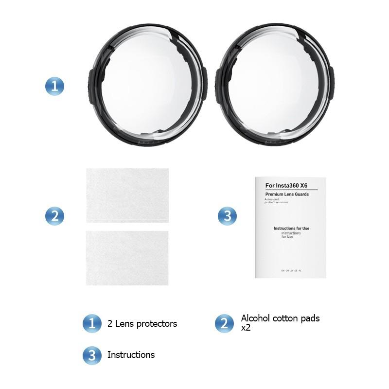 9H Lens Guard for Insta360 X6 Quick-Detach Transparent Water-Proof Shockproof Lens Caps for Insta 360 X6 Accessories