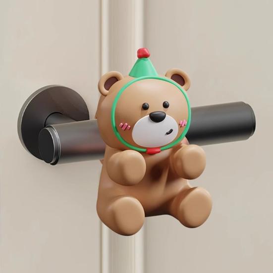 Cartoon Bear Door Bumper Adhesive Free Door Handle Stopper Wall Protector Soft Shock Absorbing Door Stops Anti-collision Pad Decorative Cushion