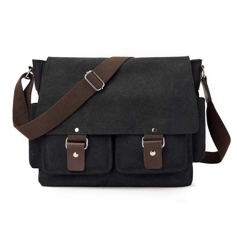 Однотонная парусиновая сумка Мужская наплечная сумка Спортивная сумка через плечо