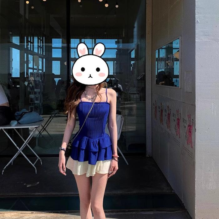 

French pure desire splicing suspender dress children s waist temperament small princess short skirt summer new S