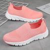 2024 Summer Women's Breathable Slip-on Flyknit White Sports Shoes, Korean Style, for Female Students, Large Size