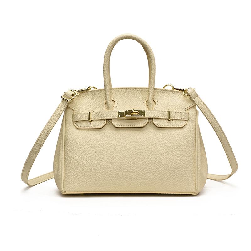 New High-end Bag, Lychee Pattern Lock, Platinum Bag, Portable Shoulder Messenger Trendy Women's Bag