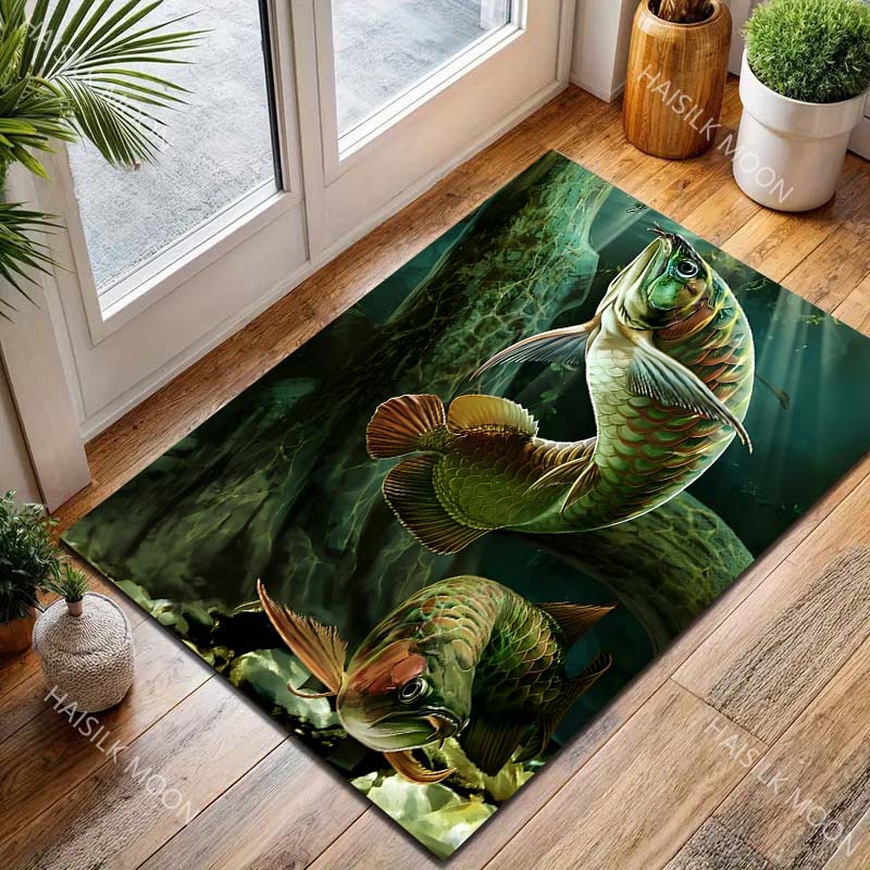 Tappeto con Disegno di Pesci e Arte per Tappeti, Tappeto per Soggiorno, Camera da Letto, Divano, Decorazione per la Casa, Tappetino Antiscivolo, Regalo di Lusso