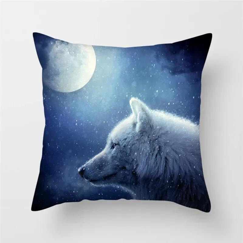 Home Decor Wildlife Print Cushion Cover Wolf King Photo Pillow Cover Home Sofa Decoration Pillowcase X