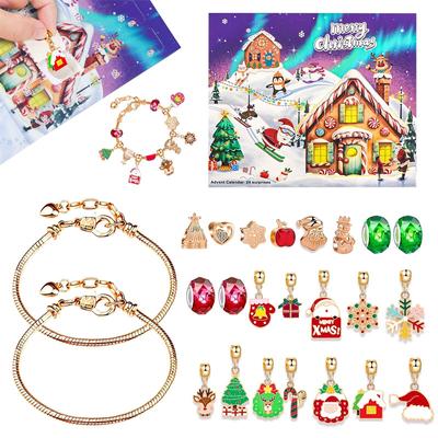 Christmas Advent Calender Gift Box 2025 Creative Diy Snowman Santa Claus Bracelet Countdown Calendar Box For Girls Year Gift