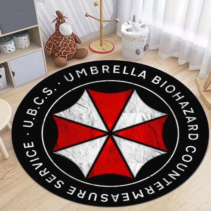 Resident Evil Tryckta Cirkulära Mattor för Sovrum Sängkant Golvmatta Amerikanskt Drama Vardagsrum Rund Matta Soffa Kaffebord Dekoration