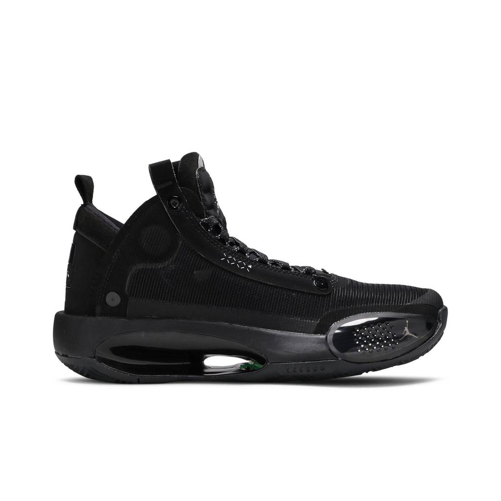 Air Jordan 34 Grundschule 'Black Cat' (Unisex) Schwarze / Dunkle / Rauchgraue / Elektrisch Grüne Kinder Basketballschuhe BQ3384 003