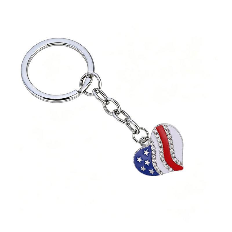 American Flag Heart & Star Keychain Pendant - Independence Day Edition