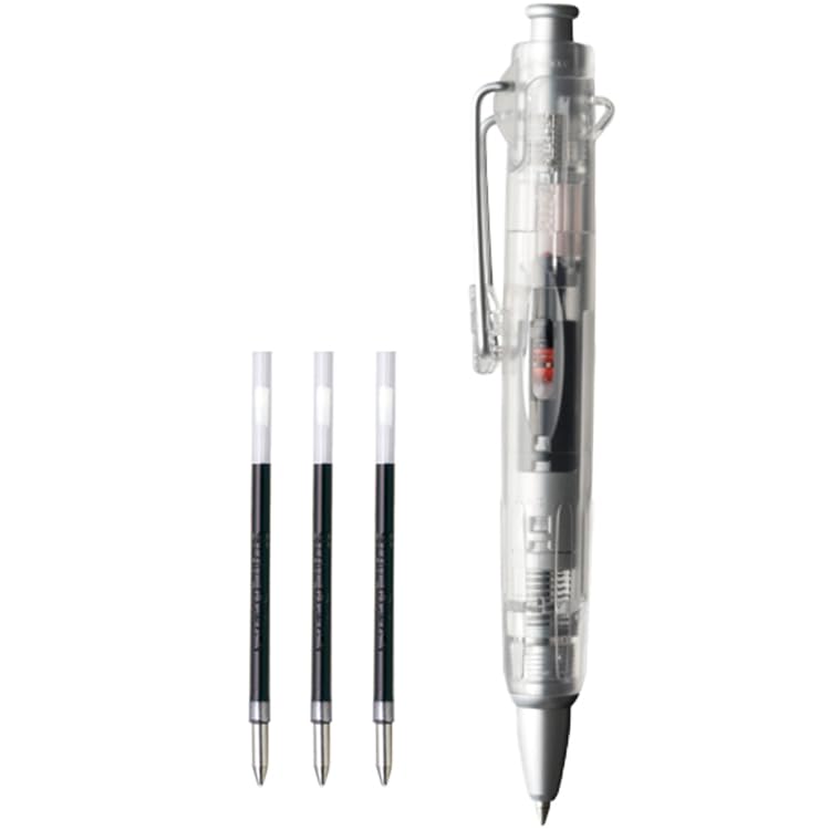 

Set of 3 Tombow Air Press Ballpoint Pens with 3 Black Refills and an Original Logo Sticker Oil-Based (0.7mm, Clear, BC-AP20) (BR-SF33)