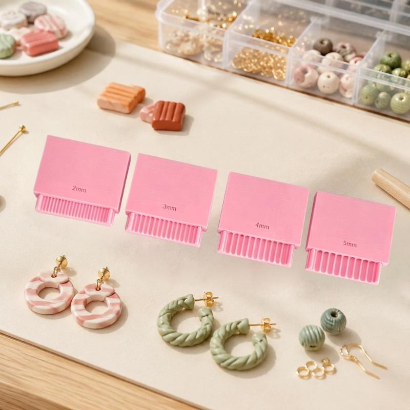 Polymer Clay Bead Roller Tool Set, 4 Piece Plastic Channel Forming Tools with 2mm 3mm 4mm 5mm Size Options for Small Bead and Charm Projects