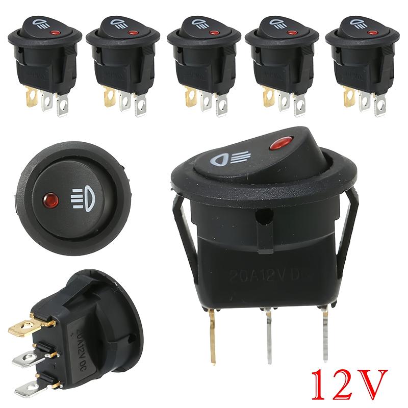 On Off Rocker Switch Red Led Fog Light Lamp Symbol Car Van Truck 23Mm Dc 12V 20A Abs Plastic Fit For Car Van Truck