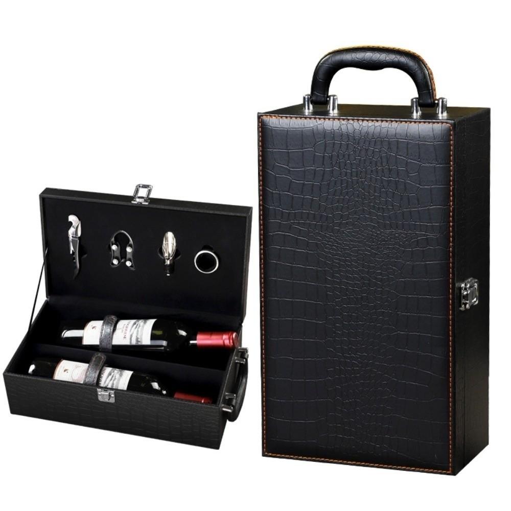 PU Leather Portable Carrier Tote with 4 Accessories Set Red Wine Storage Box Wine Gift Box Gifts