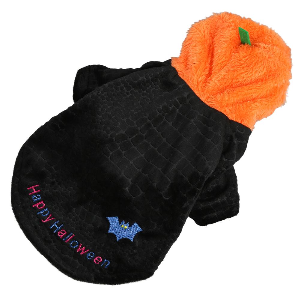 Dog Plush Clothes Thicken Padded Polyester Halloween Pumpkin Demon Bat Pattern Pet Cat Plush Coa