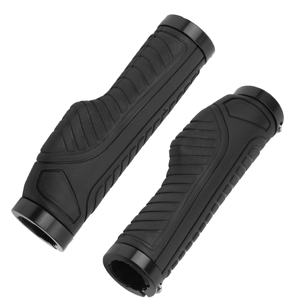 Mountain Bike Soft Handlebar Grips Bicycle Double Lock AntiSlip Rubber Handle Grips(Black )
