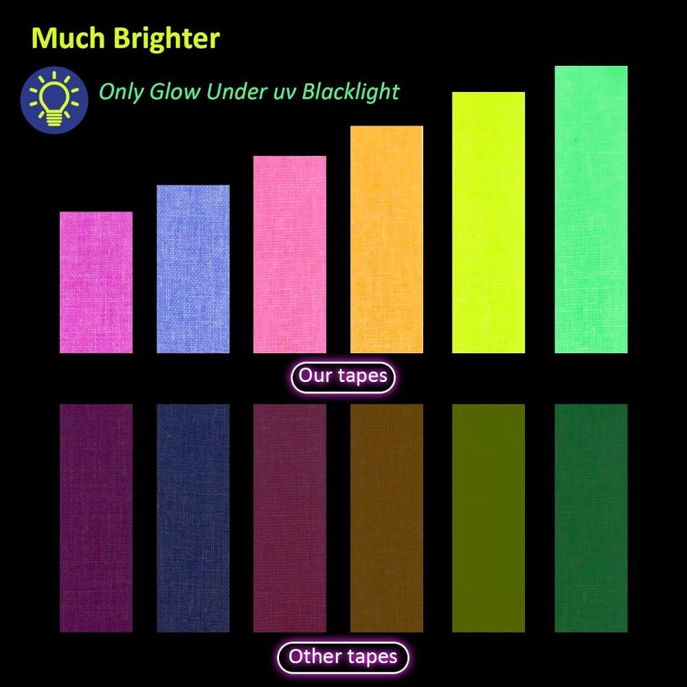 UV Glow Cotton Tape Neon Gaffer Safety Masking Warning Fluorescent Self-Adhesive Wedding Party Home Decoration Floors Stage