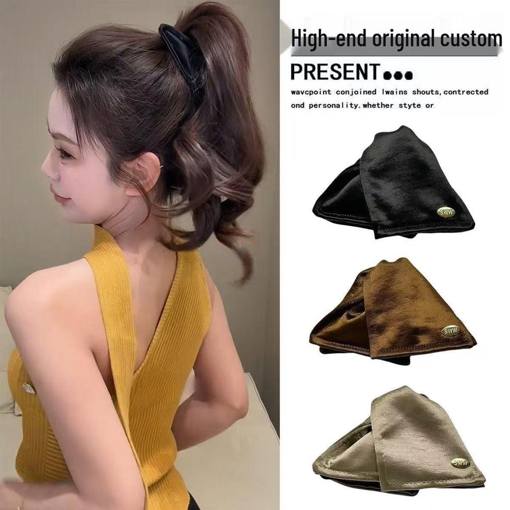 Hepburn Dreieck-Haarspange aus Satin-Muschelholz, Modell 2025: Hochwertiges Haaraccessoire für Damen