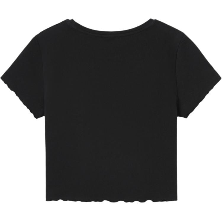 Levis Casual Versatile Slim Fit Logo Print Ribbed Round Neck Short Sleeve T-Shirt Women T-Shirts Black 003SN-0001