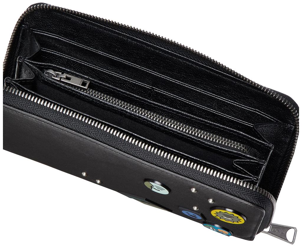 Pin Badge Motif Leather Long Wallet X08297P1115 UNI Black T8013 [Diesel] Men's