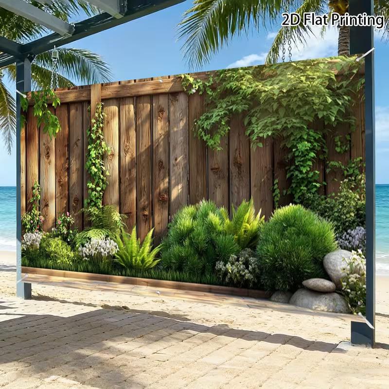 2D Cottage Garden Climbing Vine Lawn Floral Privacy Screen Banner