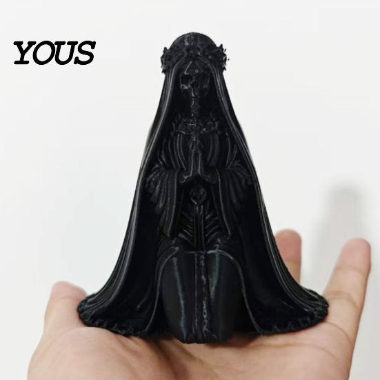 Mysteriöse Retro-Wohnaccessoires 3D-gedruckte kniende Skelett-Brautfigur, Gothic-Schädelstatue Kreatives Geschenk für Sie mit Schleier & Krone, Halloween
