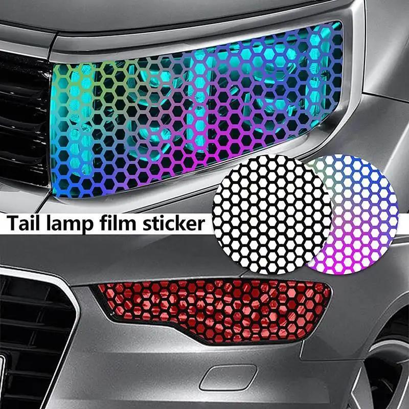 Car Honeycomb Stickers Car Stylish Tail Lights DIY Hollow Protector Decals Auto Rear Lamp Decoration Wrap Film Sticker 48*30cm