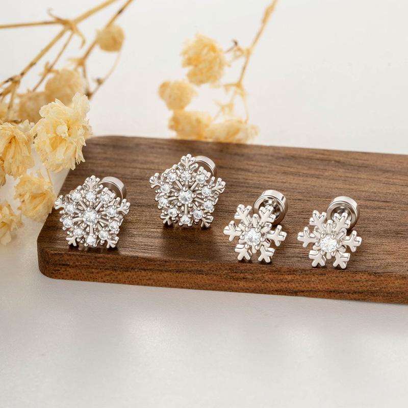 Snowflake Shaped Piercing Earrings New Nail Jewelry fashion 1Pc minimalist Ear Bone  Accessories