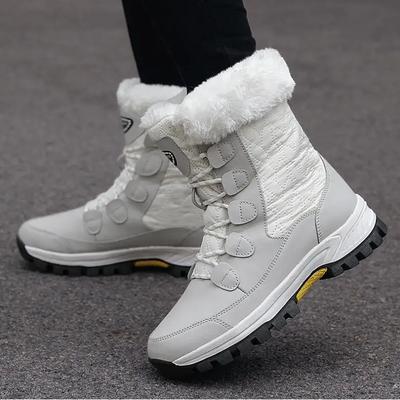 Damen Winter Warme Schneestiefel Outdoor Rutschfeste Plateau Stiefel Damen Wasserdicht Fell Warm Knöchelstiefel für Damen Keilabsatz
