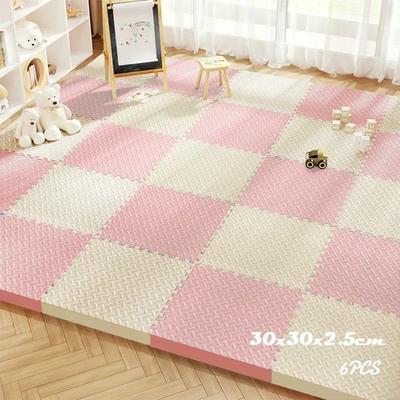 6Pcs 2.5cm Thickening Baby Interactive Game Carpet Anti-slip and Shockproof Living Room and Bedroom Mat Children's Room Carpet