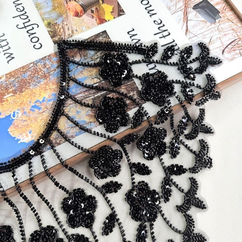 Hollow Design Embroidery Lace Bead Embroidery Mesh Texture Lace Mesh Gold Sequined DIY Application Collar Decoration