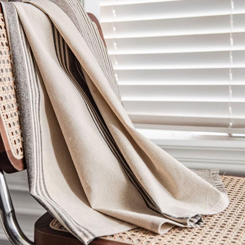 Home Life Yarn-dyed Striped Coffee American Style Kitchen Window Curtain Cotton Linen Semi-shading Living Room Bedroom Curtain