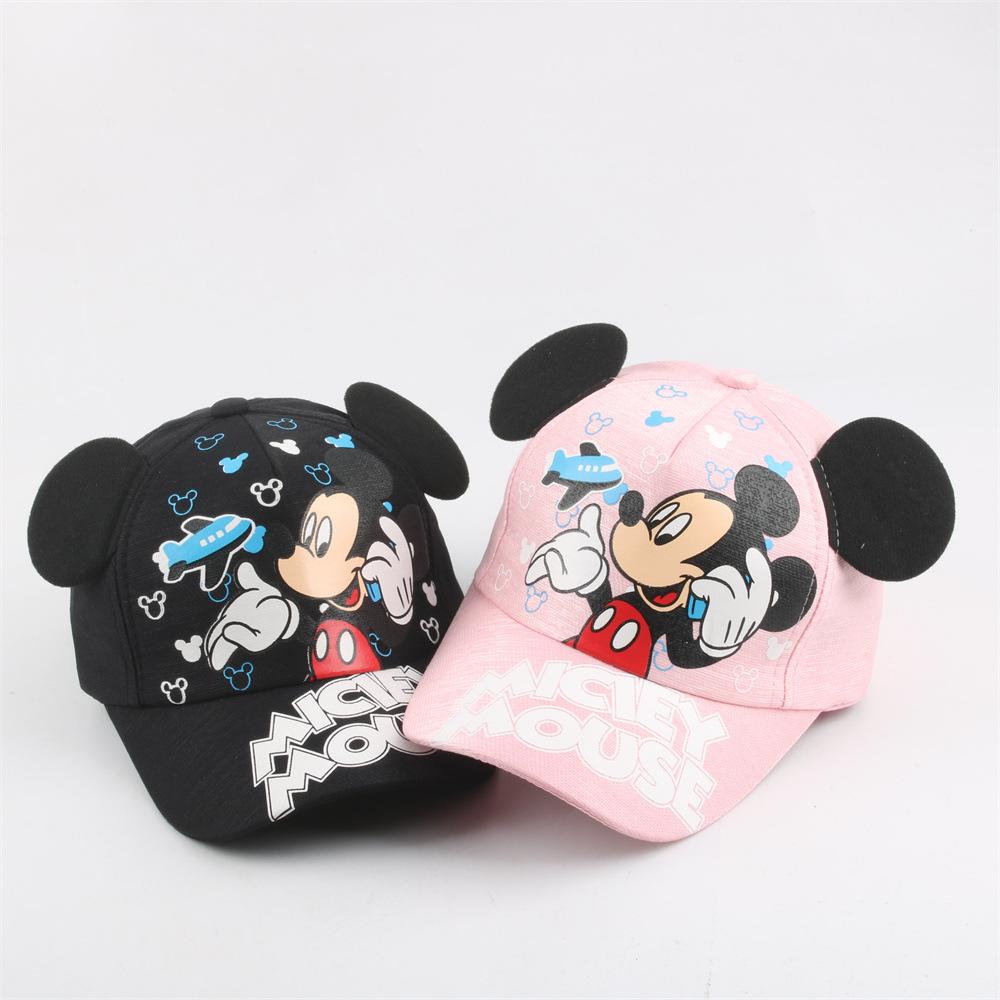 Disney Mickey and Minnie Baseball Cap Sun Protection Breathable Knitted Sun Hat Outdoor Casual Style Crochet Baseball Cap