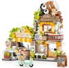 Creative Street View Coffee Shop Mini Building Block Set Cute Animals Building Toys Gifts For Adults Kids 8-12