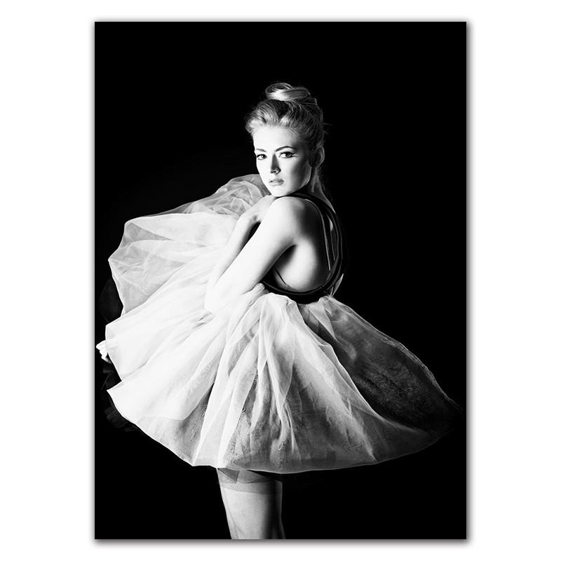 Mode Poster Ballett Mädchen Schwarz Und Weiß Leinwand Malerei Schöne Ballerina Tanzen Poster Drucke Bild Home Decor HD0071