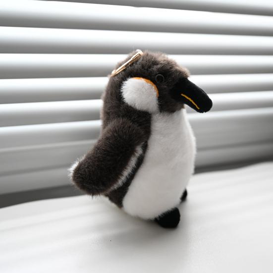 Realistic Penguin Plush Keychain with Metal Ring Soft Stuffed Animal Doll Cute Bag Accessory Stress Relief Gift for Kids Zoo Lovers