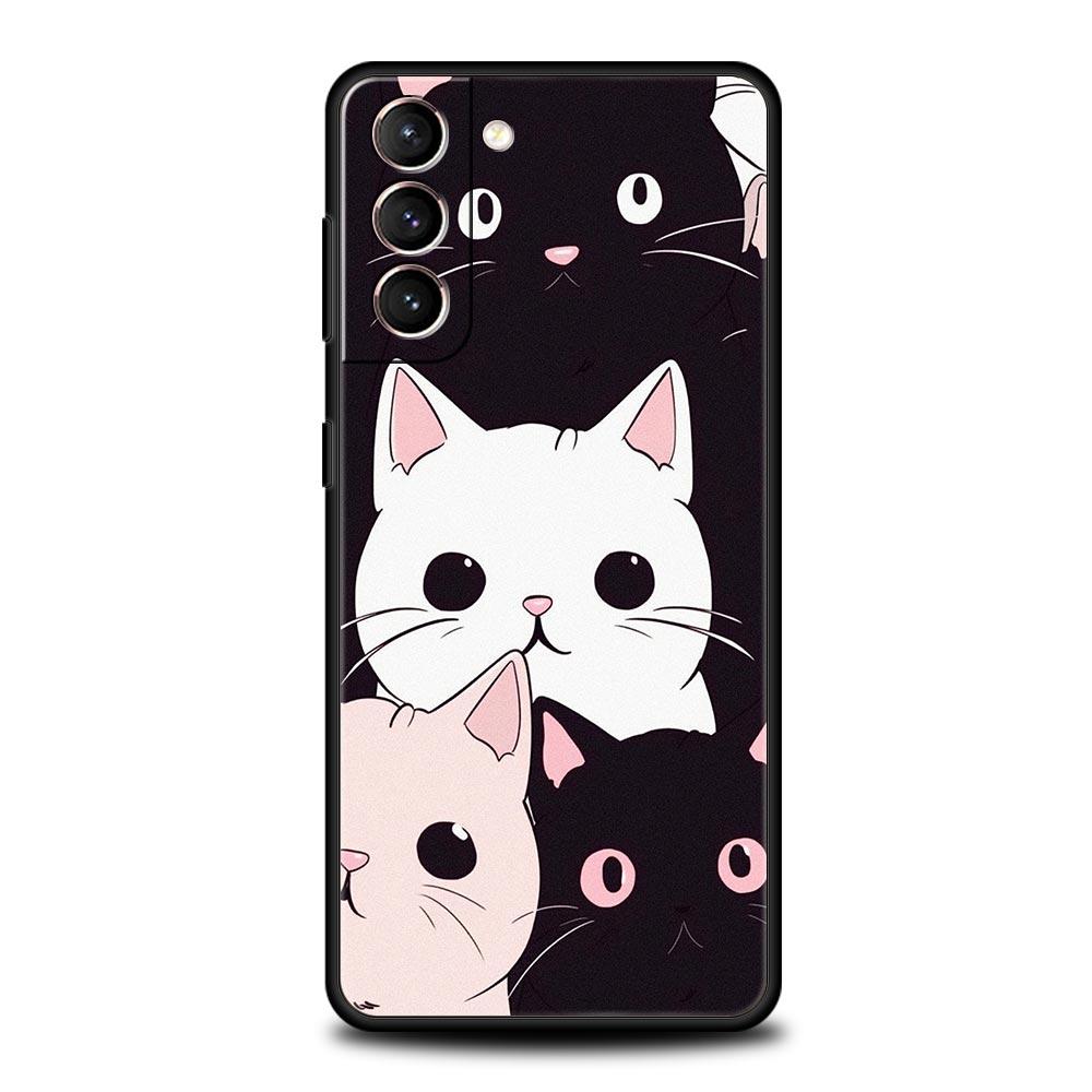 Cute Cat Phone Case For Samsung Galaxy S24 S23 S22 S20 Ultra S21 FE 5G S10 S9 Plus S10E S8 Soft Silicone Cover