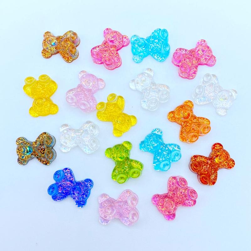 50/60/70/80Pcs Kawaii Cute Mini Shining Bear Flat back Resin Cabochons Scrapbooking DIY Jewelry Craft Decoration Accessorie K94
